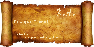 Kruppa Ahmed névjegykártya